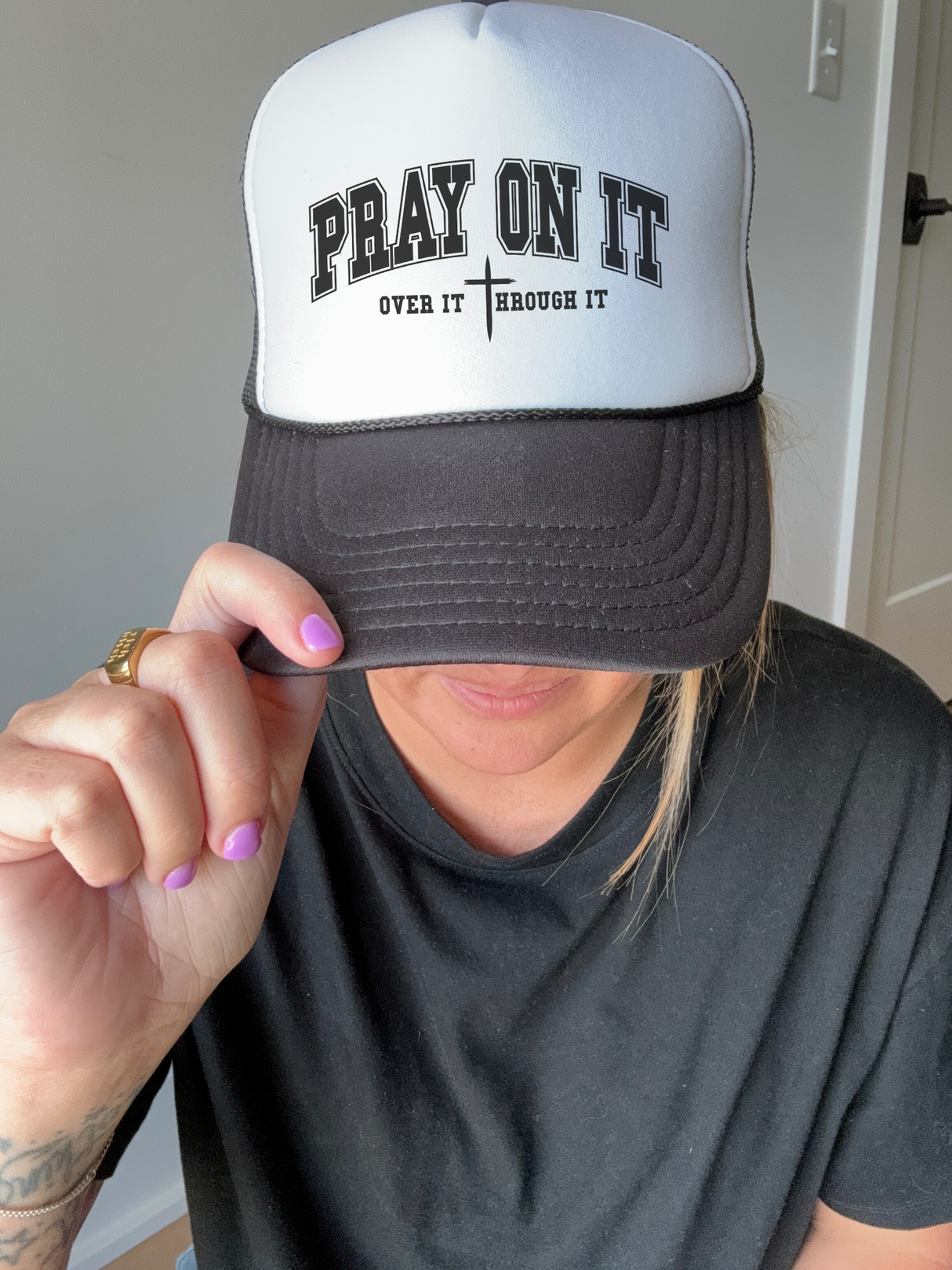 Pray On It Trucker Hat Bad Addiction