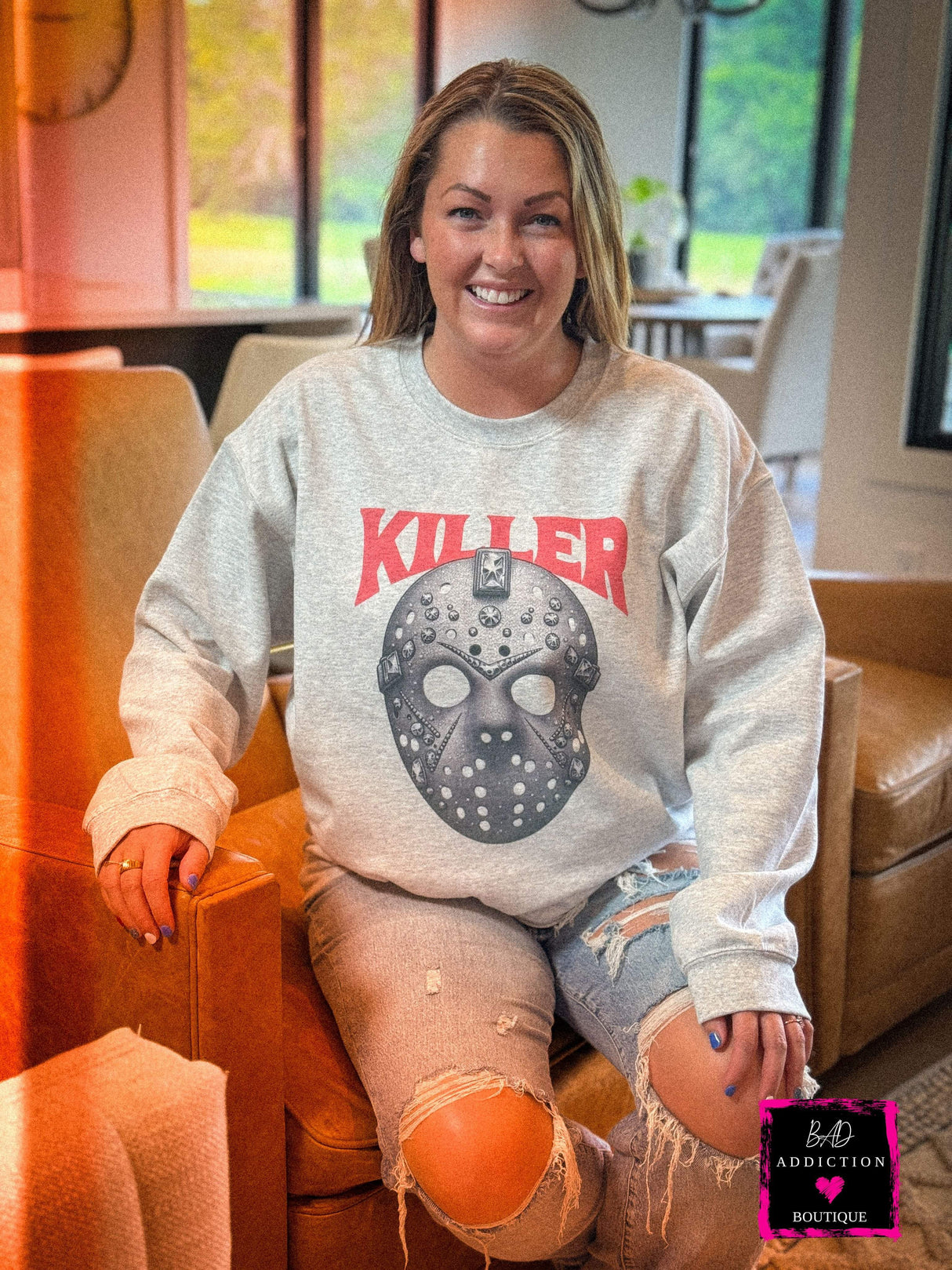 Crystal Mask Killer Sweatshirt Bad Addiction