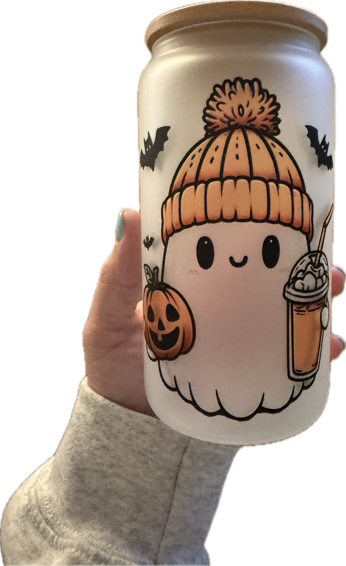 Cute Spooky Halloween Ghost Glass Can Bad Addiction