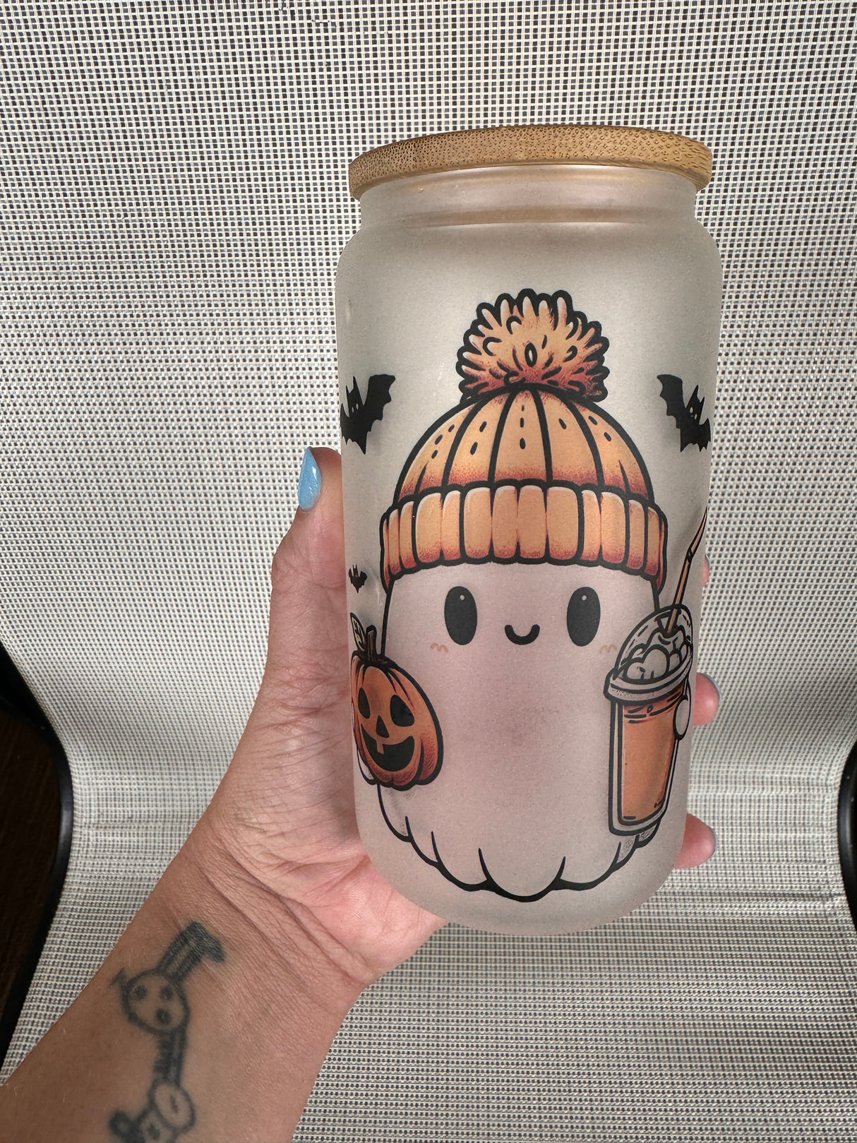 Cute Spooky Halloween Ghost Glass Can Bad Addiction