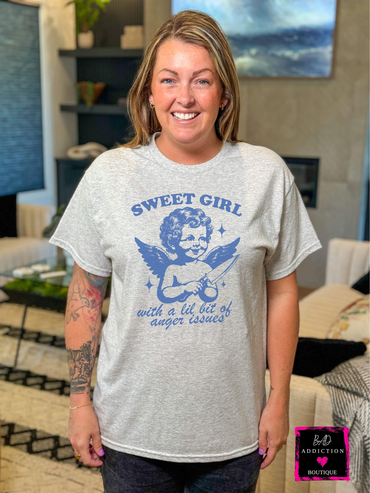 Sweet Girl With Anger Issues T-Shirt Bad Addiction