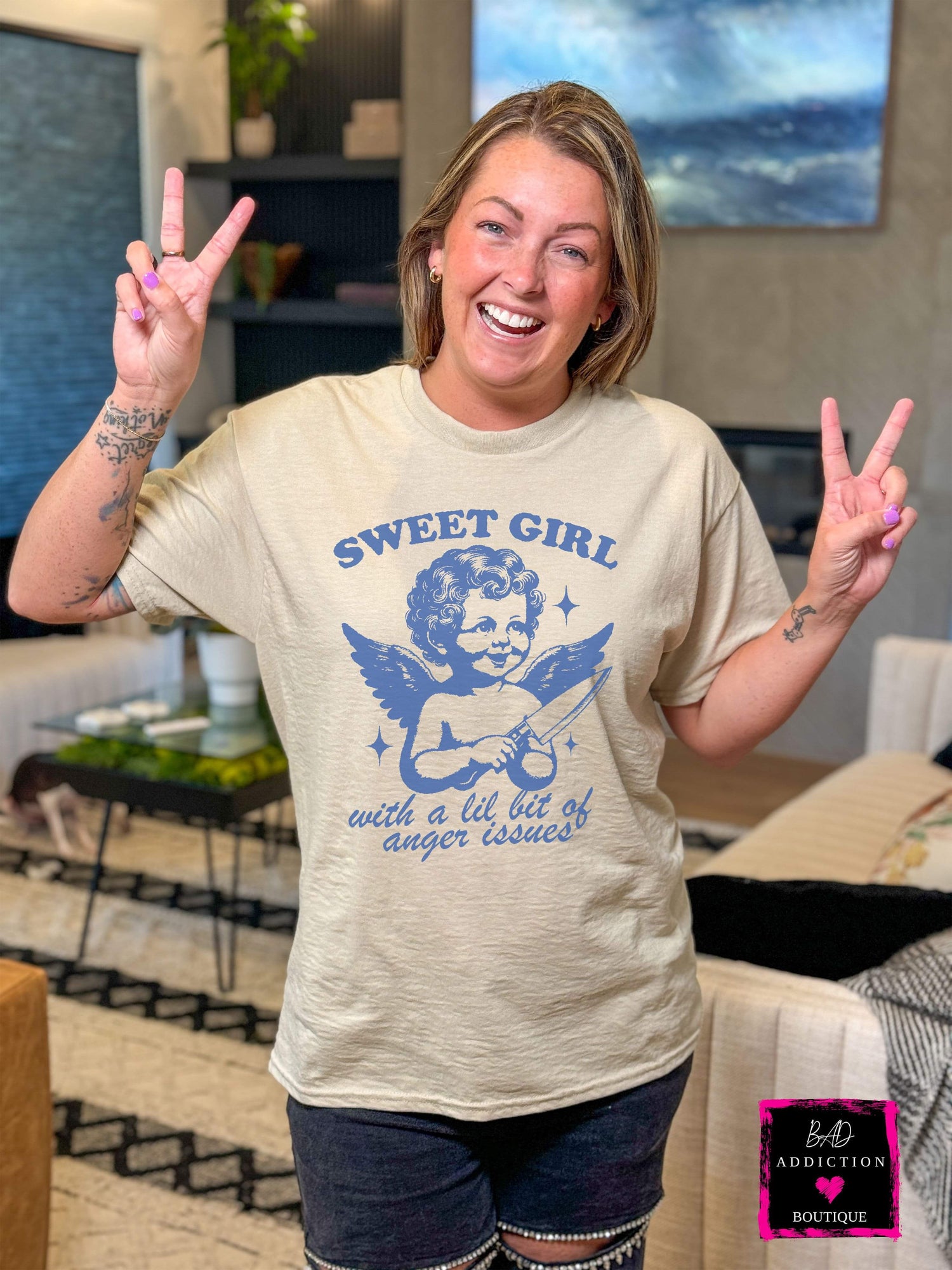 Sweet Girl With Anger Issues T-Shirt Bad Addiction