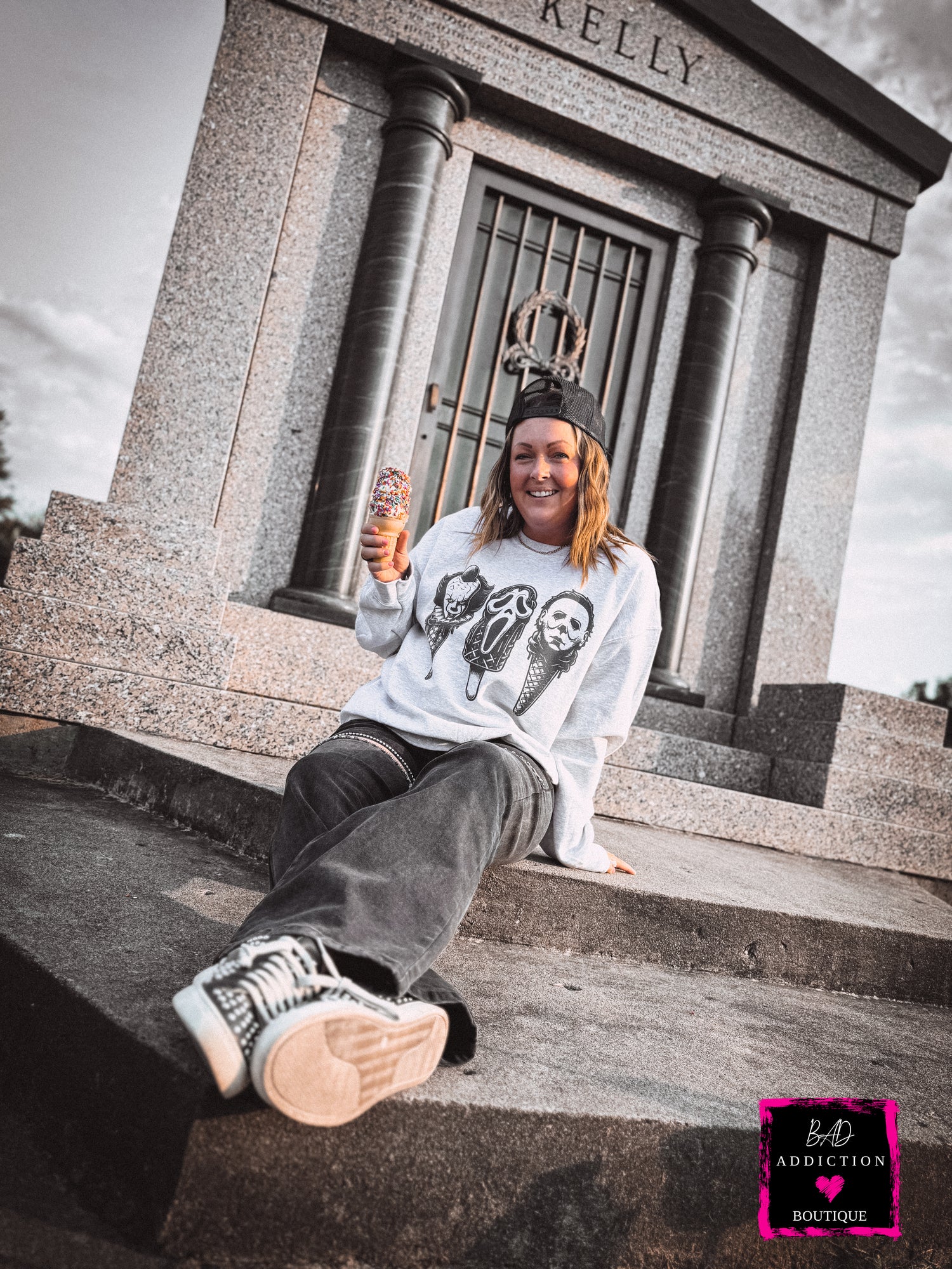 Horror Ice Cream Sweatshirt Bad Addiction Boutique