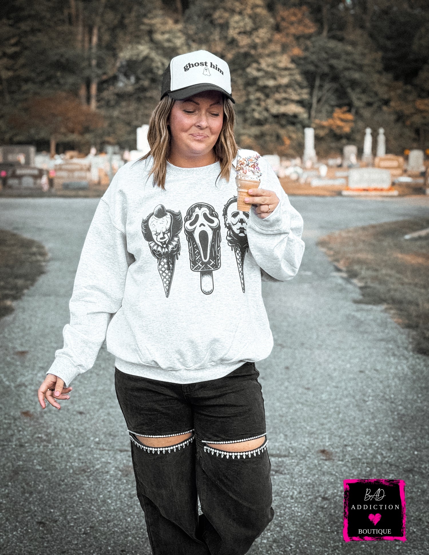 Horror Ice Cream Sweatshirt Bad Addiction Boutique