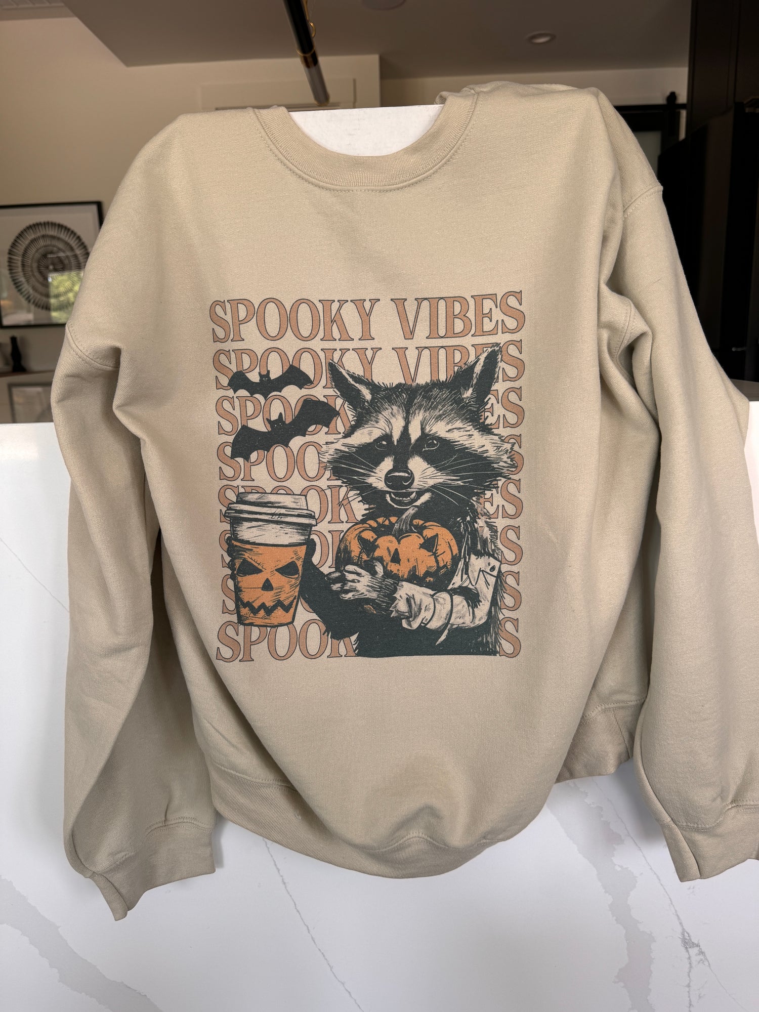Spooky Vibes Raccoon Sweatshirt Bad Addiction