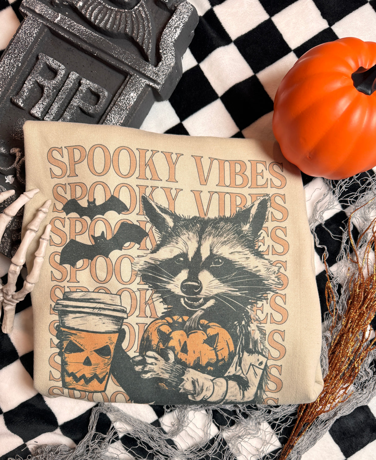 Spooky Vibes Raccoon Sweatshirt Bad Addiction