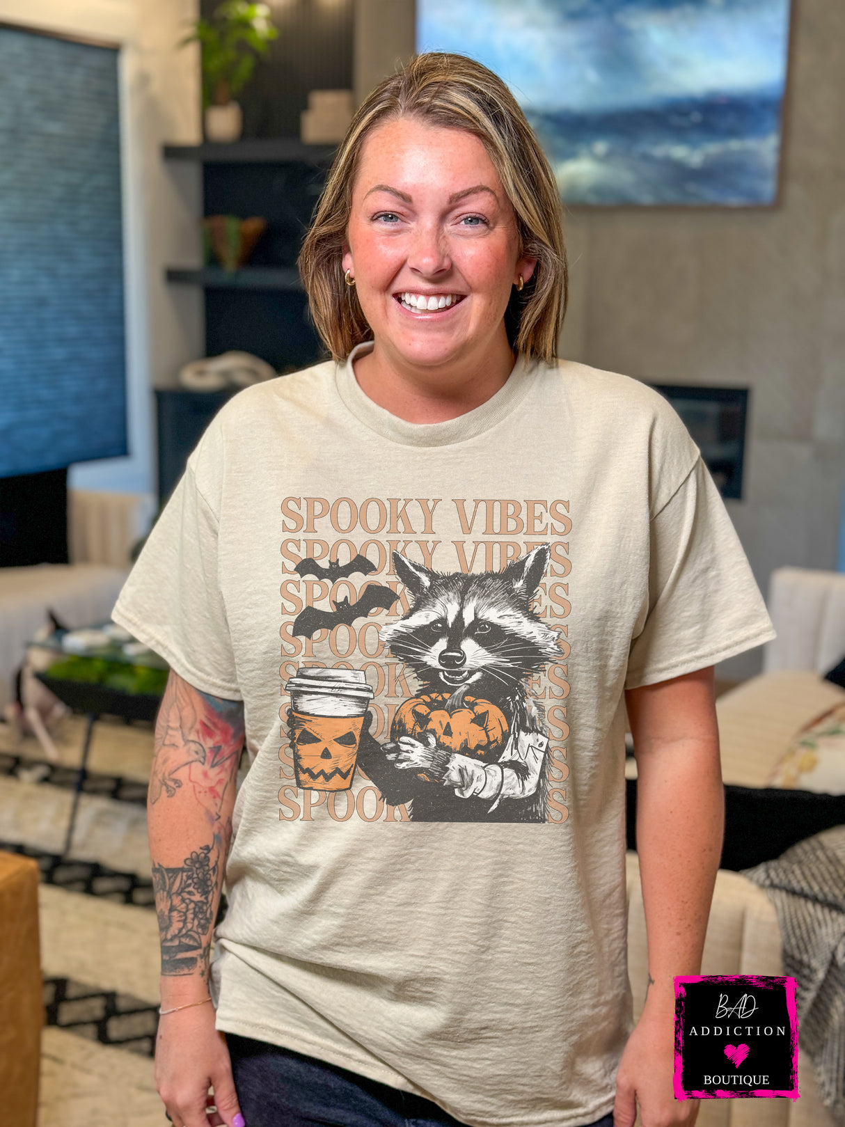 Spooky Vibes Raccoon Tee Bad Addiction