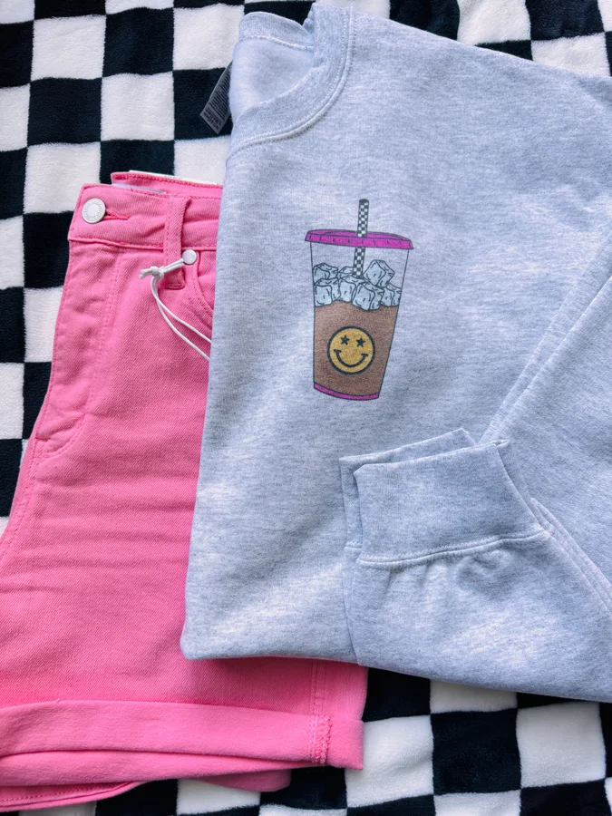 Half Mama Half Iced Coffee Sweatshirt Bad Addiction