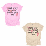 Black Heart Pink Bow Graphic Tee