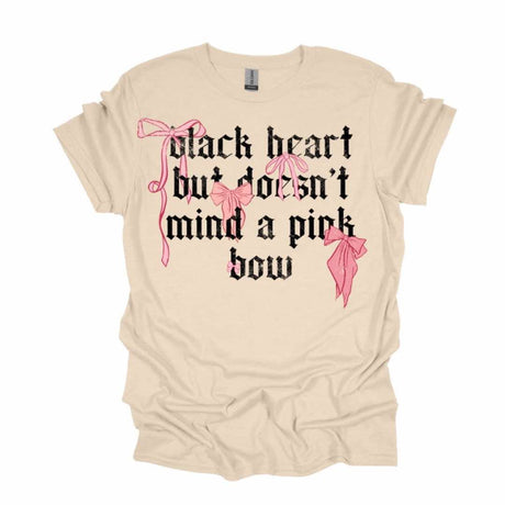 Black Heart Pink Bow Graphic Tee Bad Addiction