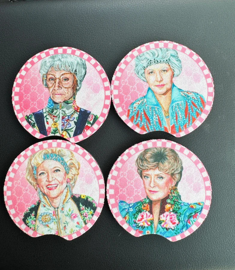 Golden Gals- 4 Piece Car Coaster Set