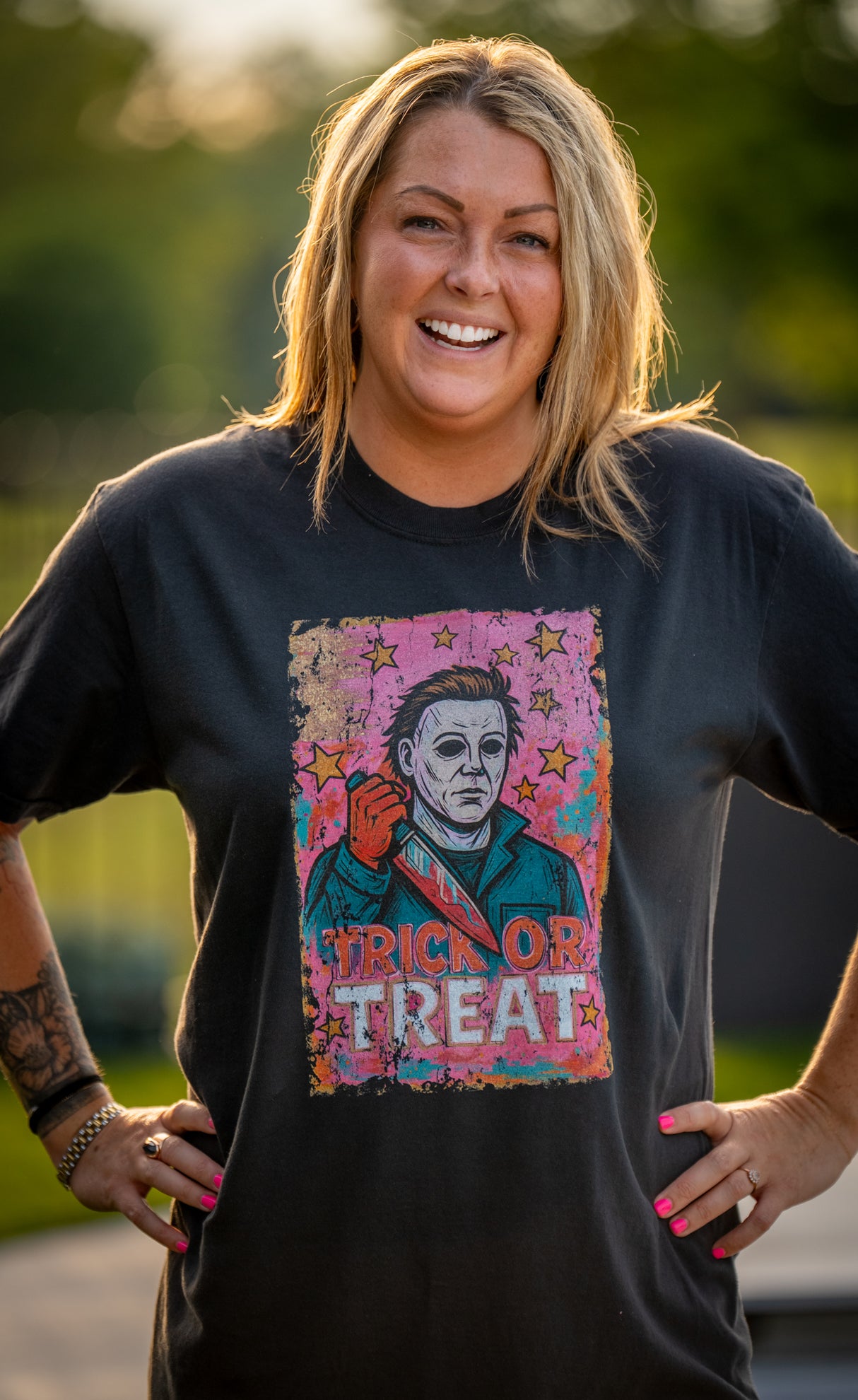 Girlie Trick or Treat Comfort Colors Tee