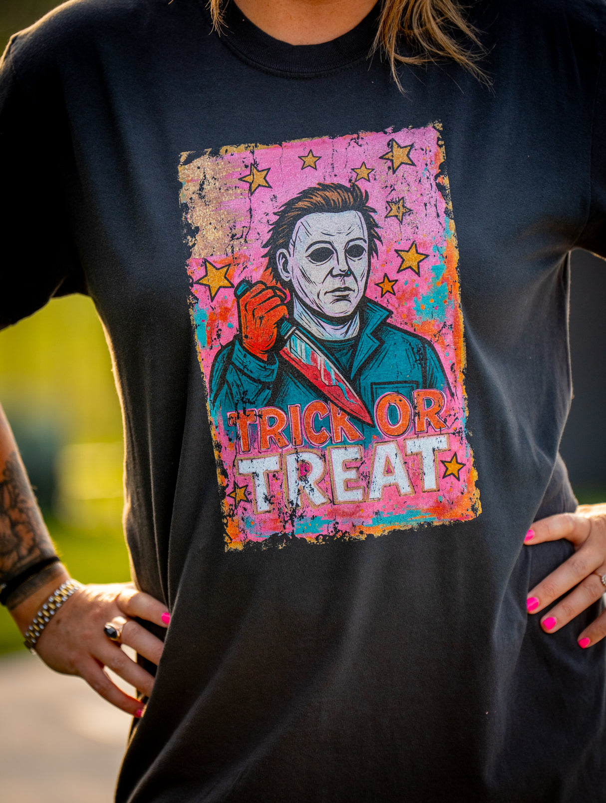 Girlie Trick or Treat Comfort Colors Tee