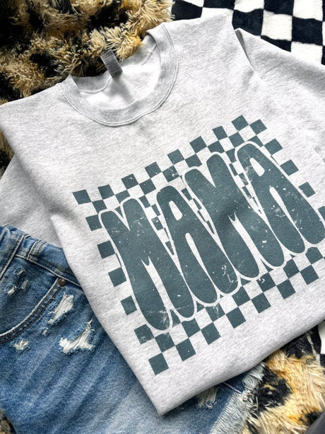 Checkered Mama Sweatshirt Bad Addiction