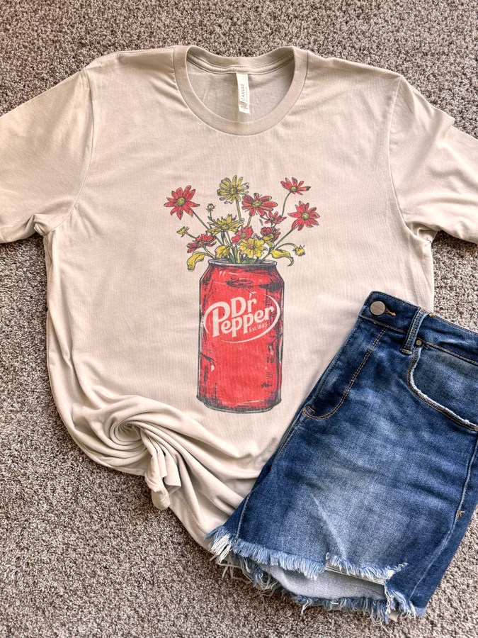 Floral Dr. Pepper Tee