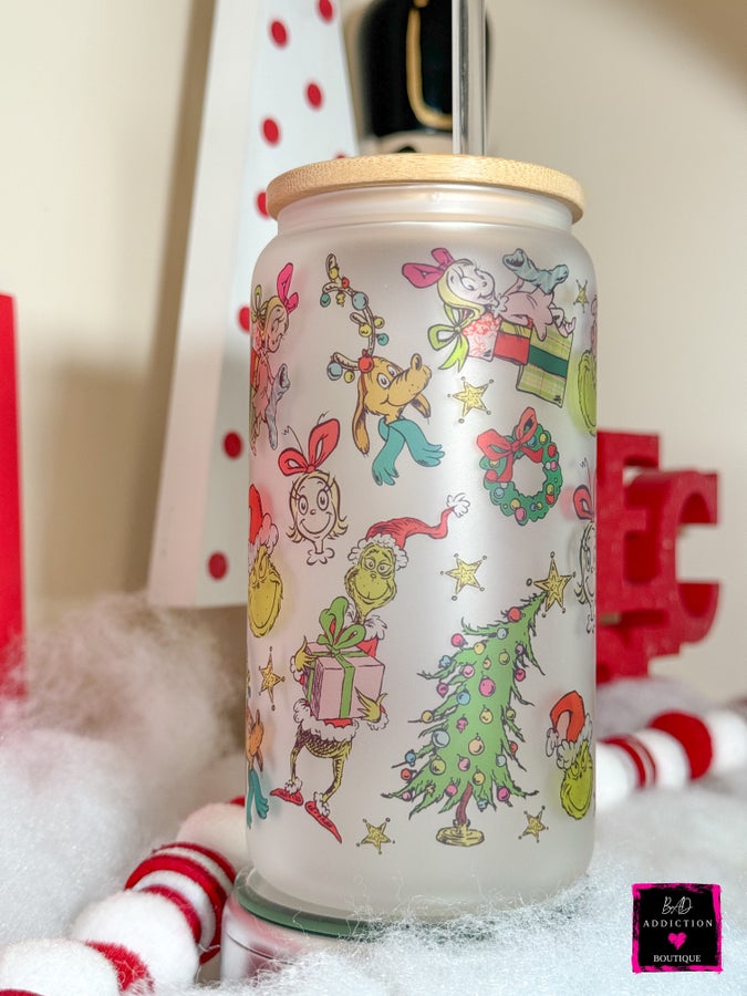 Merry Grinchmas- Glass Can